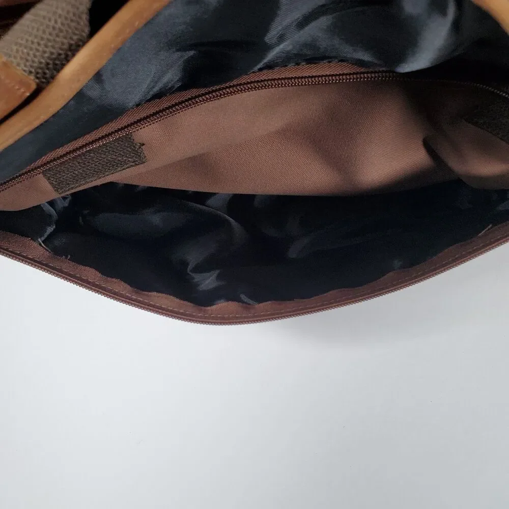 Vtg Magellan Vintage Duffle Bag Large Brown Rust Red Canvas Leather Trim Rugged - Picture 5 of 15